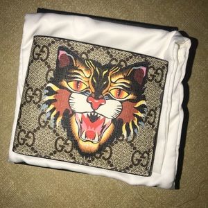 Gucci Beige Angry Cat GG Supreme Wallet